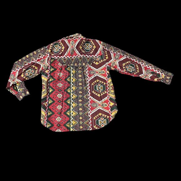 Vintage Saddlebrook XL Western Shirt Aztec Long Sleeve Button Up 90s Rodeo - Picture 3 of 7